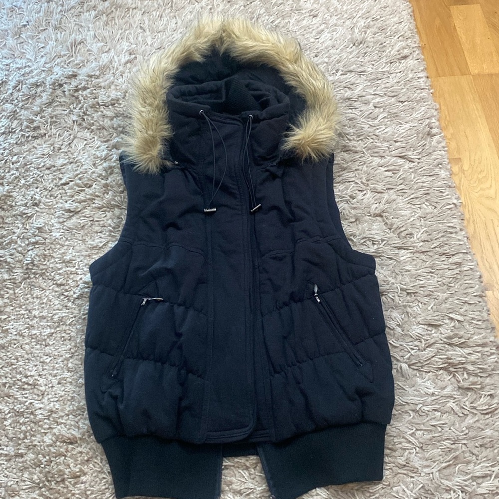 International Concepts women’s puffer vest. With detachable hood. Worn o…